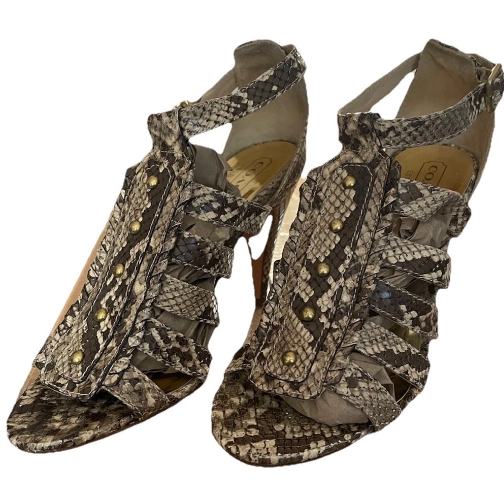 NEW Coach Jenkins Python Strappy Caged Heel Sandals With Studs. Italian Made‎